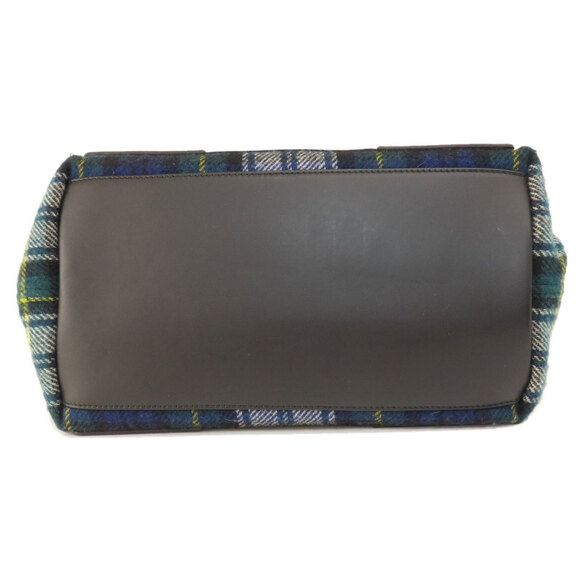 BALENCIAGA Navy Cabas Checkered Wool Handbag - Picture 4 of 11